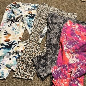 Set of 4 patterned leggings / yoga pants - all XL & all EUC!